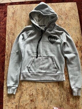 PINK Victorias Secret Heart Logo Silver Hoodie - Size XS